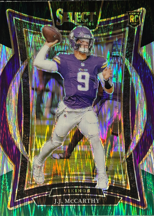JJ McCarthy Select Green Black Shock Rookie Vikings