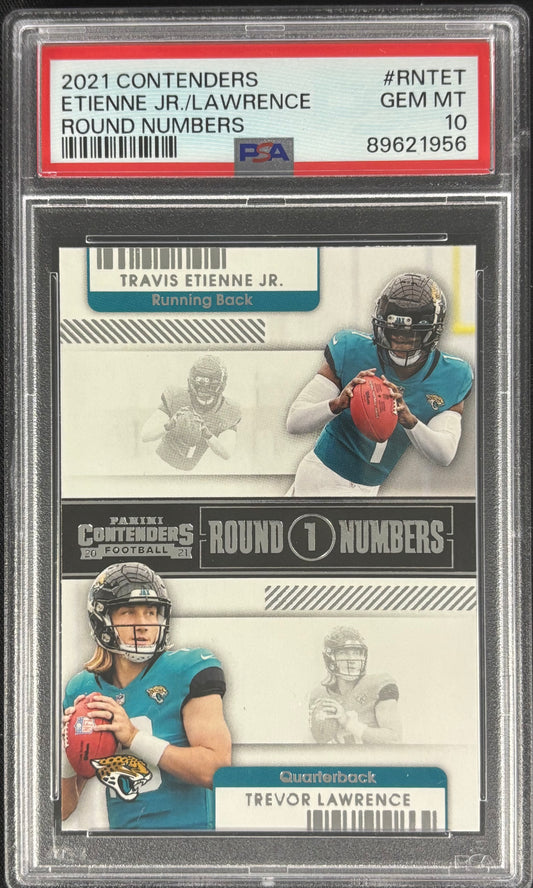 Travis Etienne Jr. Trevor Lawrence Round Numbers PSA 10 Rookie Jaguars
