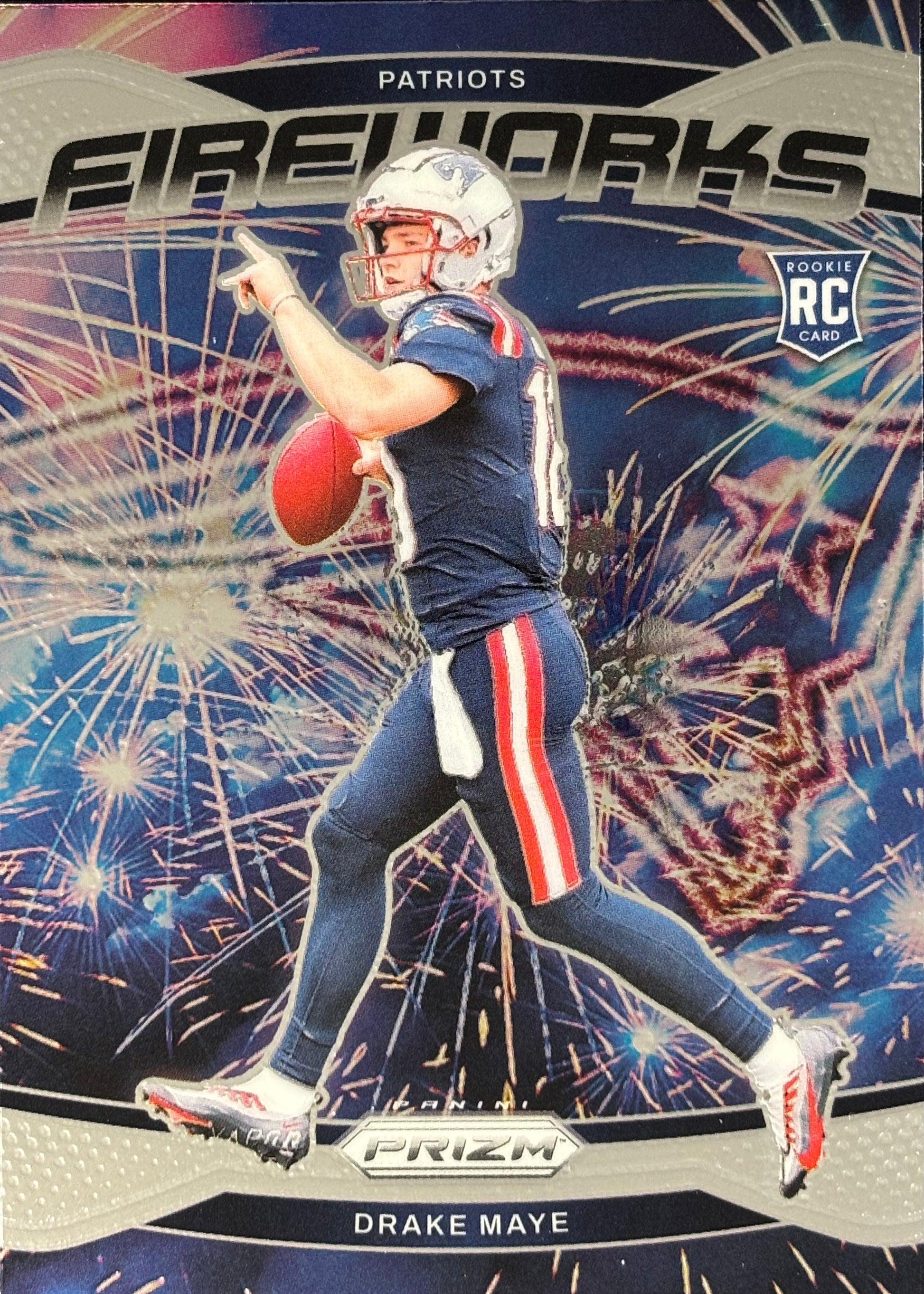 Drake Maye Prizm Fireworks Rookie Patriots Sports Card
