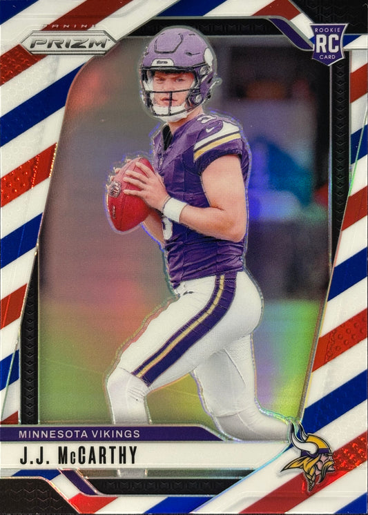 JJ McCarthy Prizm Red White Blue Rookie Vikings