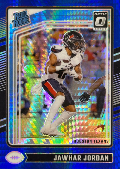 Jawhar Jordan Optic Blue Hyper Rated Rookie Texans Sports Card
