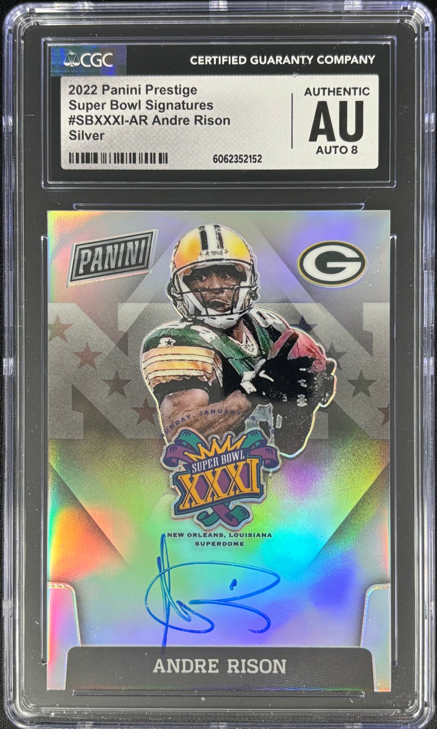 Andre Rison 2022 Prestige Super Bowl Signatures Auto Packers CGC Authentic