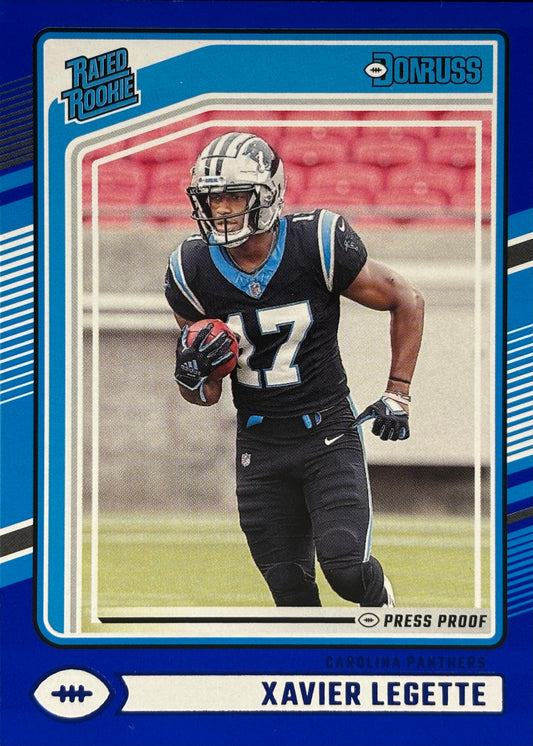 Xavier Legette Donruss Blue Press Proof Rookie Panthers