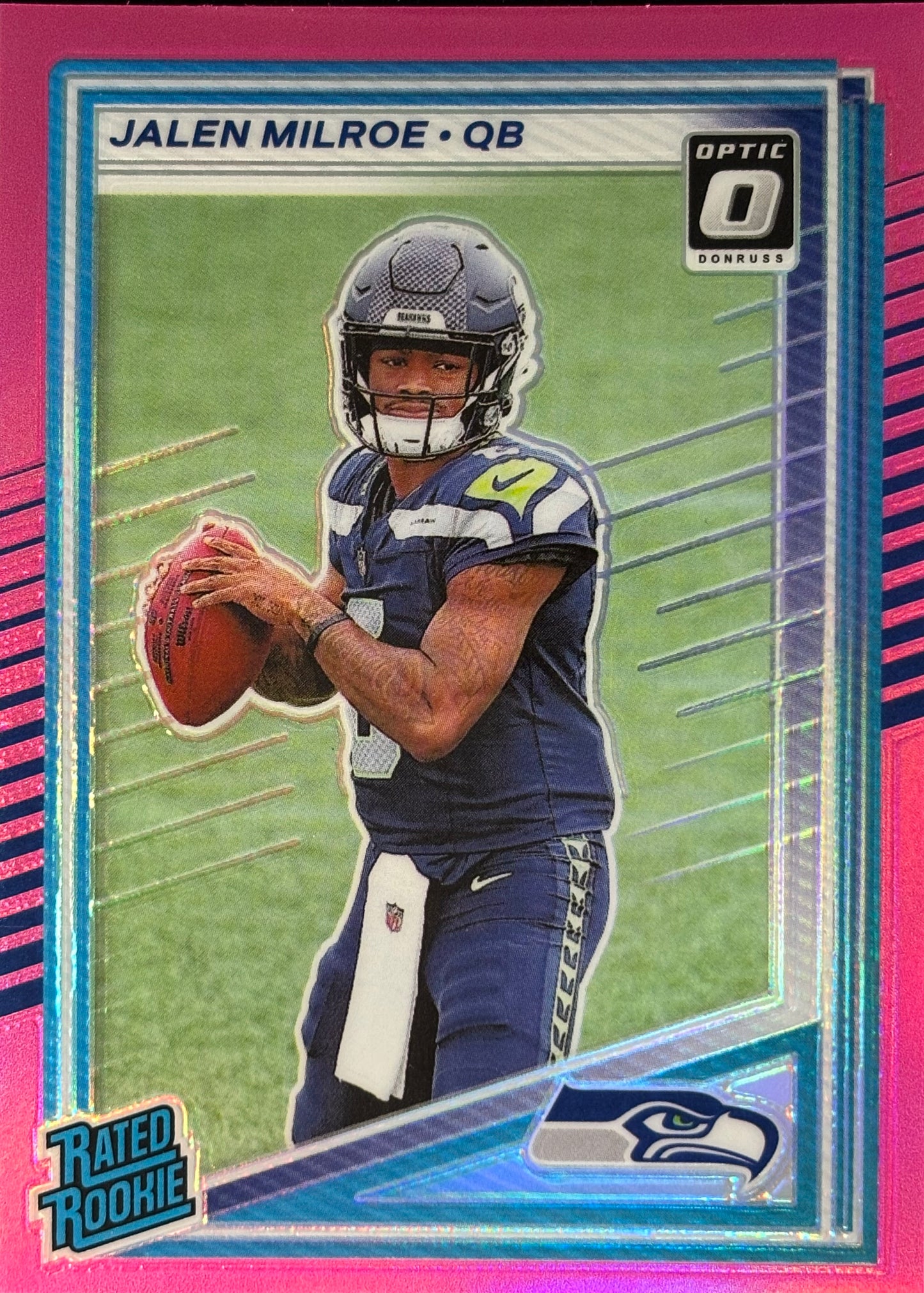 Jalen Milroe Optic Preview Pink Rookie Seahawks Sports Card