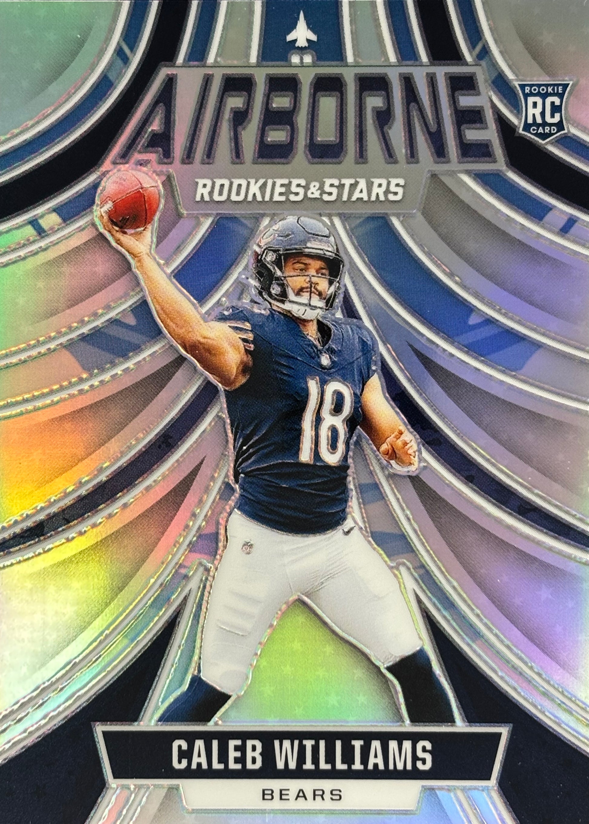 Caleb Williams Airborne Silver Rookie Bears Sports Card