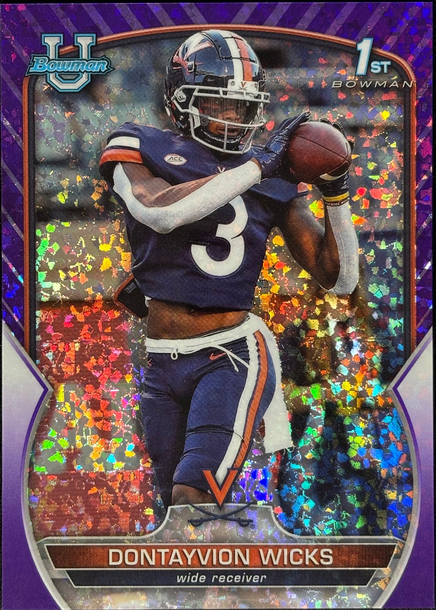 Dontayvion Wicks Bowman U Chrone Purple Sparkle /399