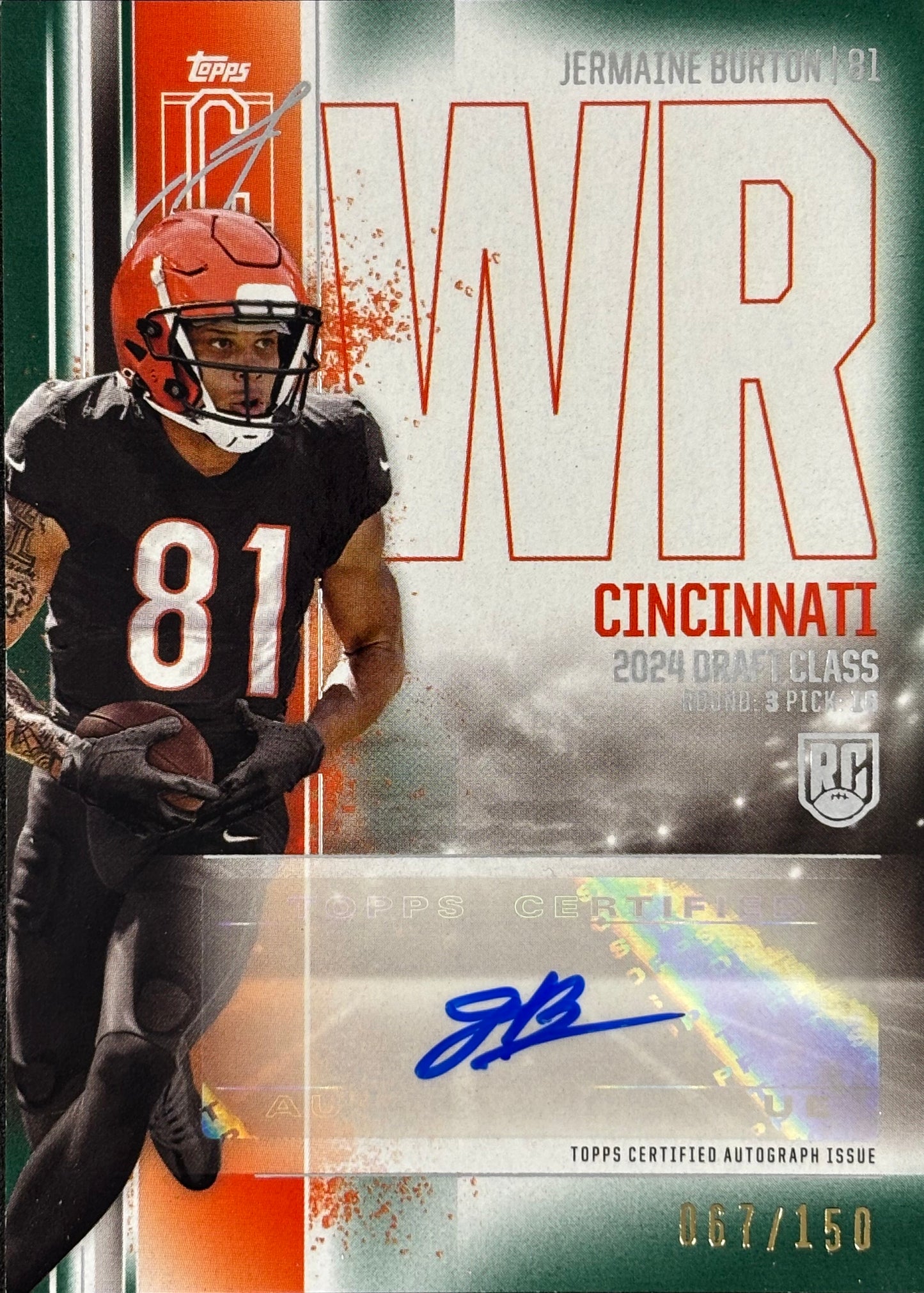Jermaine Burton Signature Auto /150 Rookie Bengals