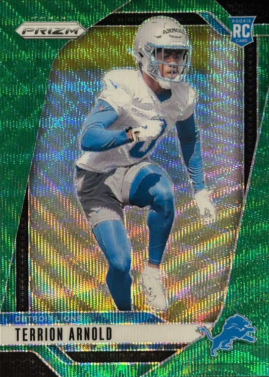 Terrion Arnold Prizm Green Wave Rookie Lions