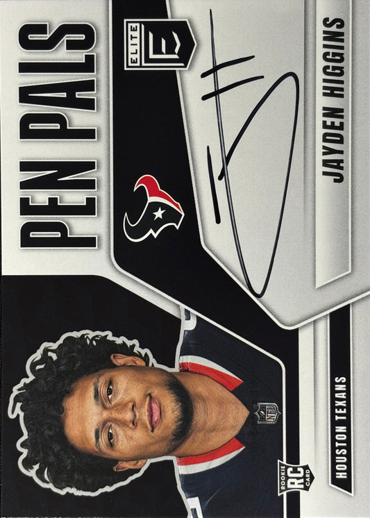 Jayden Higgins Elite Pen Pals Auto Rookie Texans