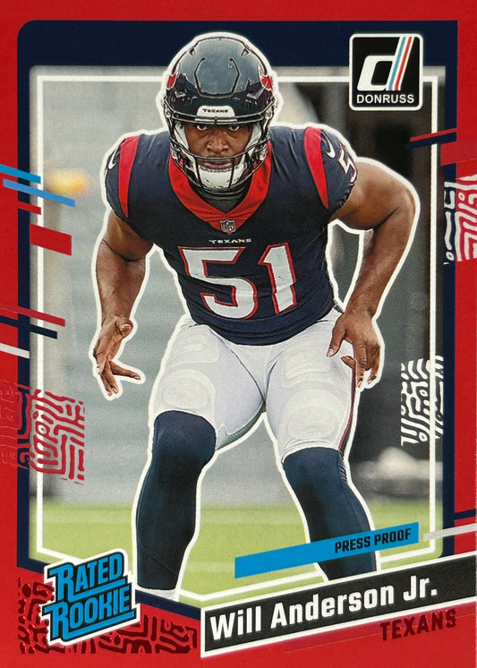 Will Anderson Jr. Donruss Red Press Proof Rookie Texans