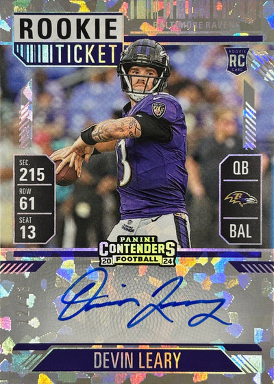 Devin Leary Contenders Rookie Ticket Cracked Ice /22 Ravens