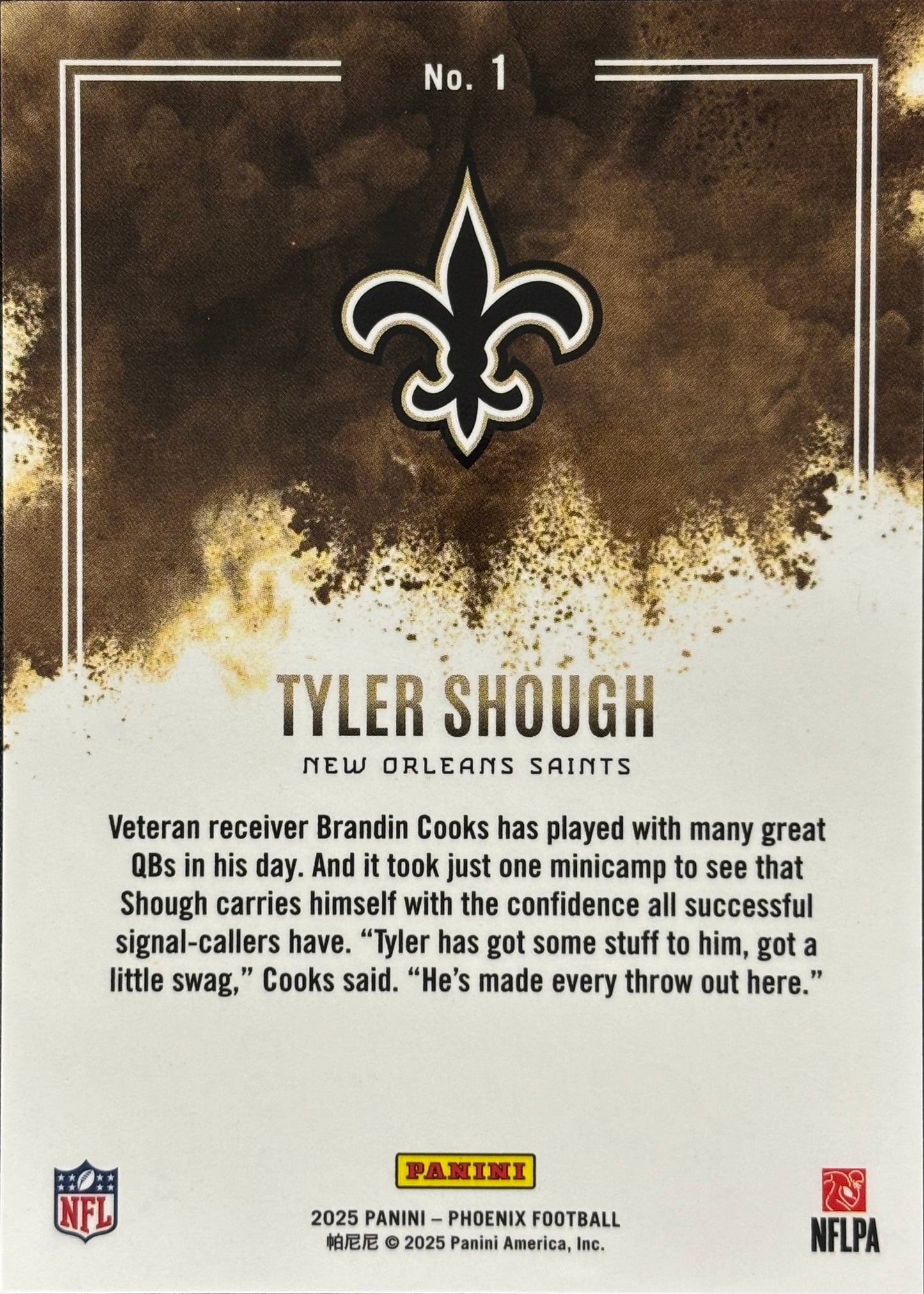 Tyler Shough Phoenix Color Blast Rookie Saints