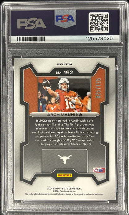 Arch Manning Prizm Draft Red Finite /125 PSA 10 Rated Prospect