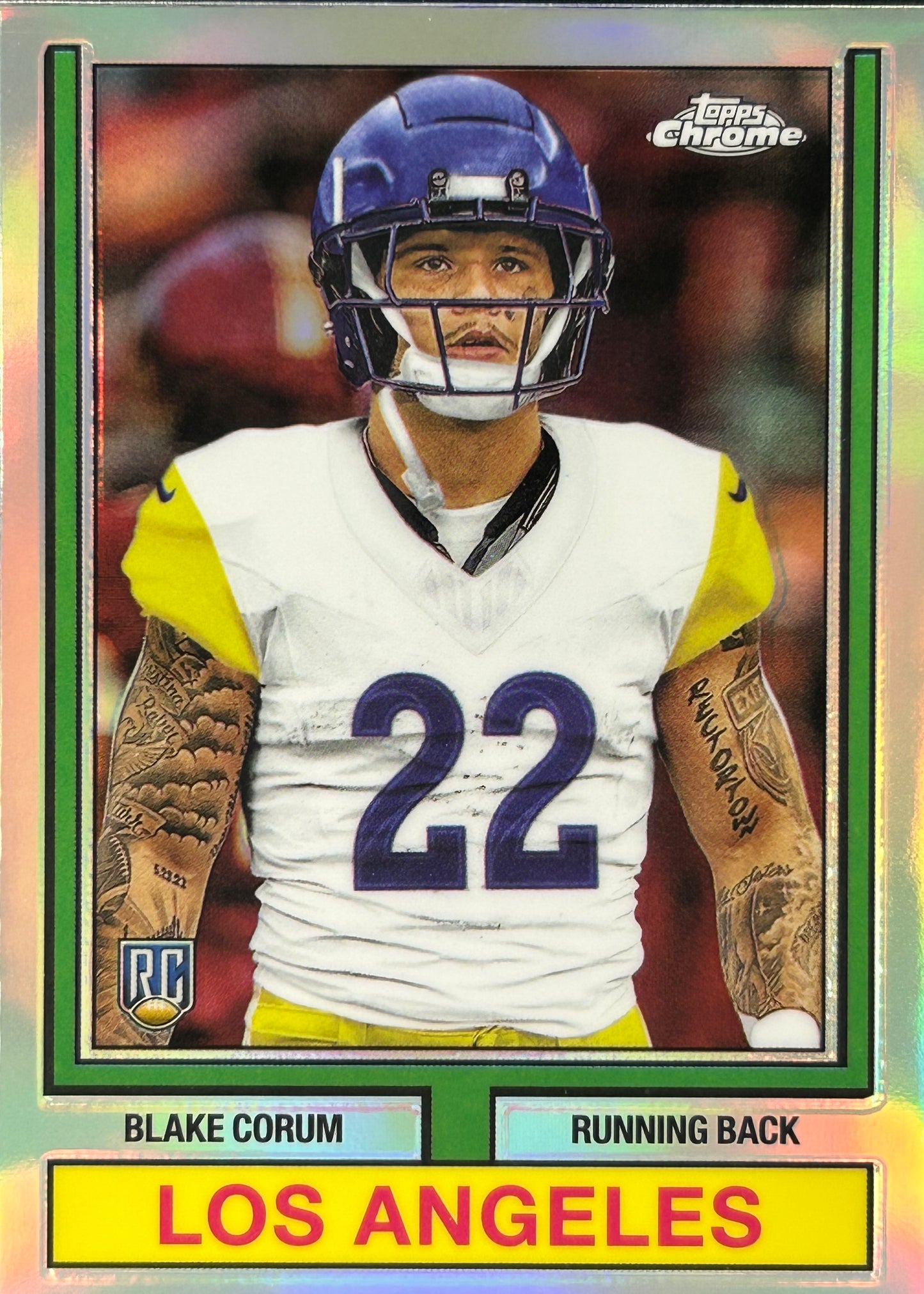 Blake Corum Topps Chrome Variation Refractor Rookie Rams Sports Card