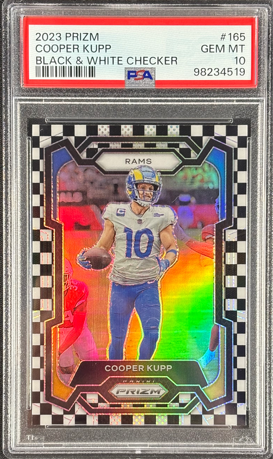 Cooper Kupp 2023 Prizm Black & White Checker PSA 10 Gem Mt #165 Los Angeles Rams Checkerboard