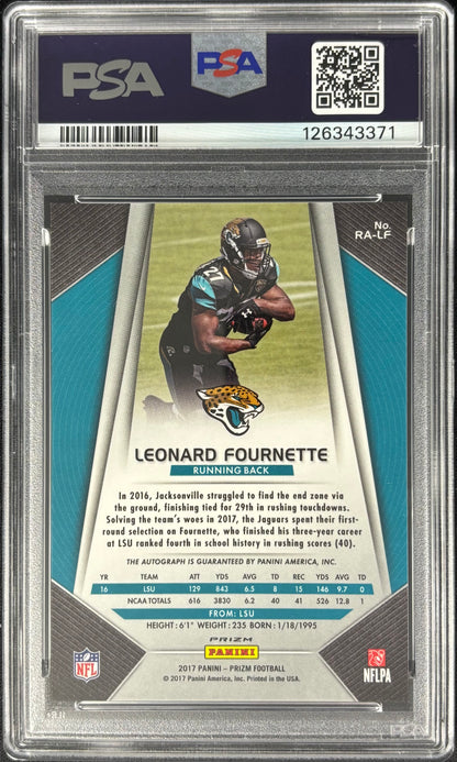 Leonard Fournette 2017 Prizm Red White Blue Auto PSA 9 Jaguars