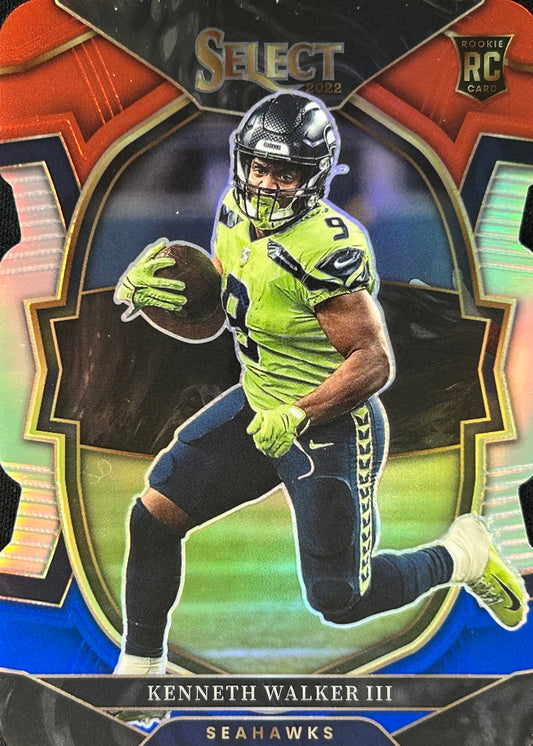 Kenneth Walker Select Red Blue Die-Cut Rookie Seahawks