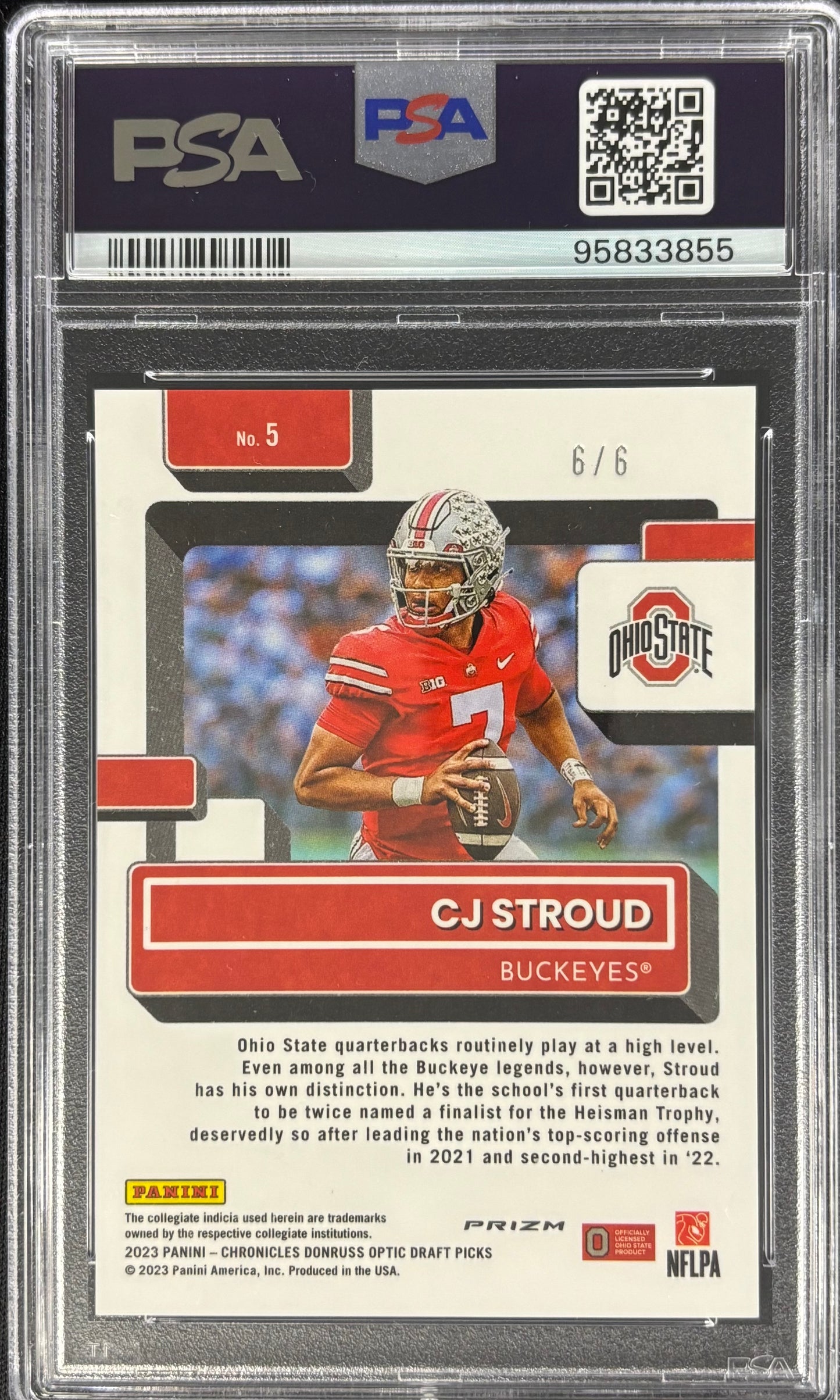 CJ Stroud 2023 Chronicles DP Optic Green Cracked Ice 6/6 PSA 10 Rated Rookie Texans