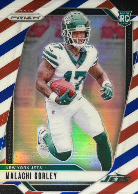 Malachi Corley Prizm Red White Blue Rookie Jets