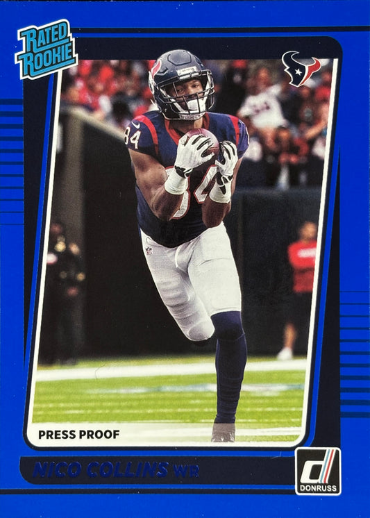 Nico Collins Donruss Blue Press Proof Rookie Texans