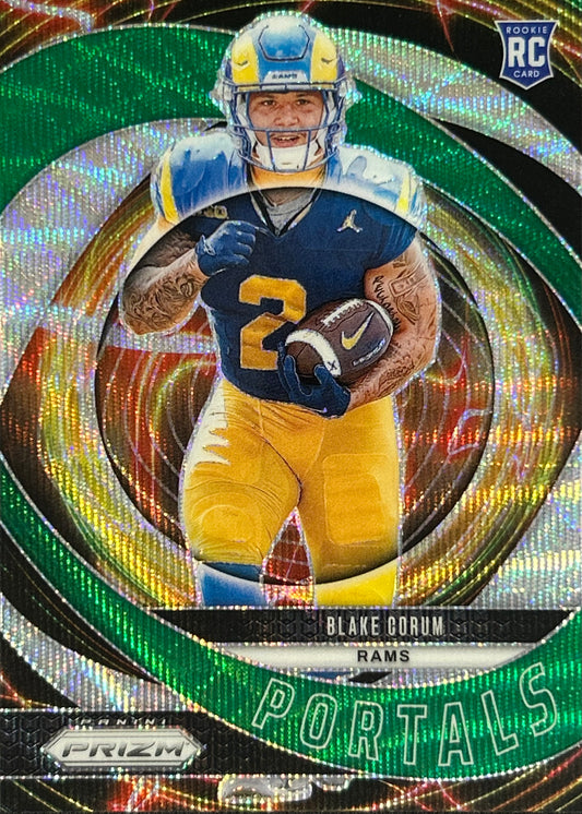 Blake Corum Prizm Portals Green Wave Rookie Rams