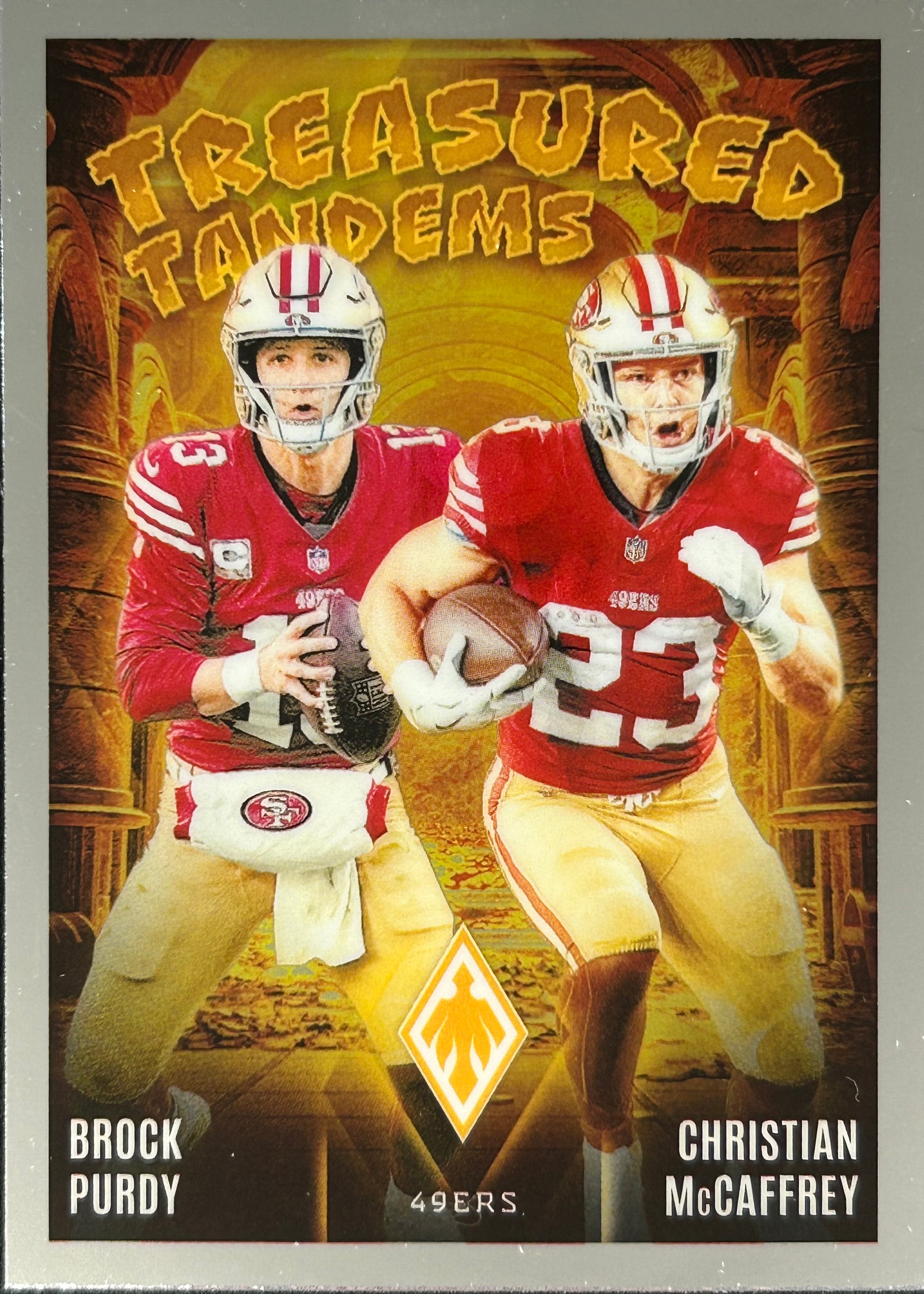 Brock Purdy Christian McCaffrey Treasured Tandems Sports Card