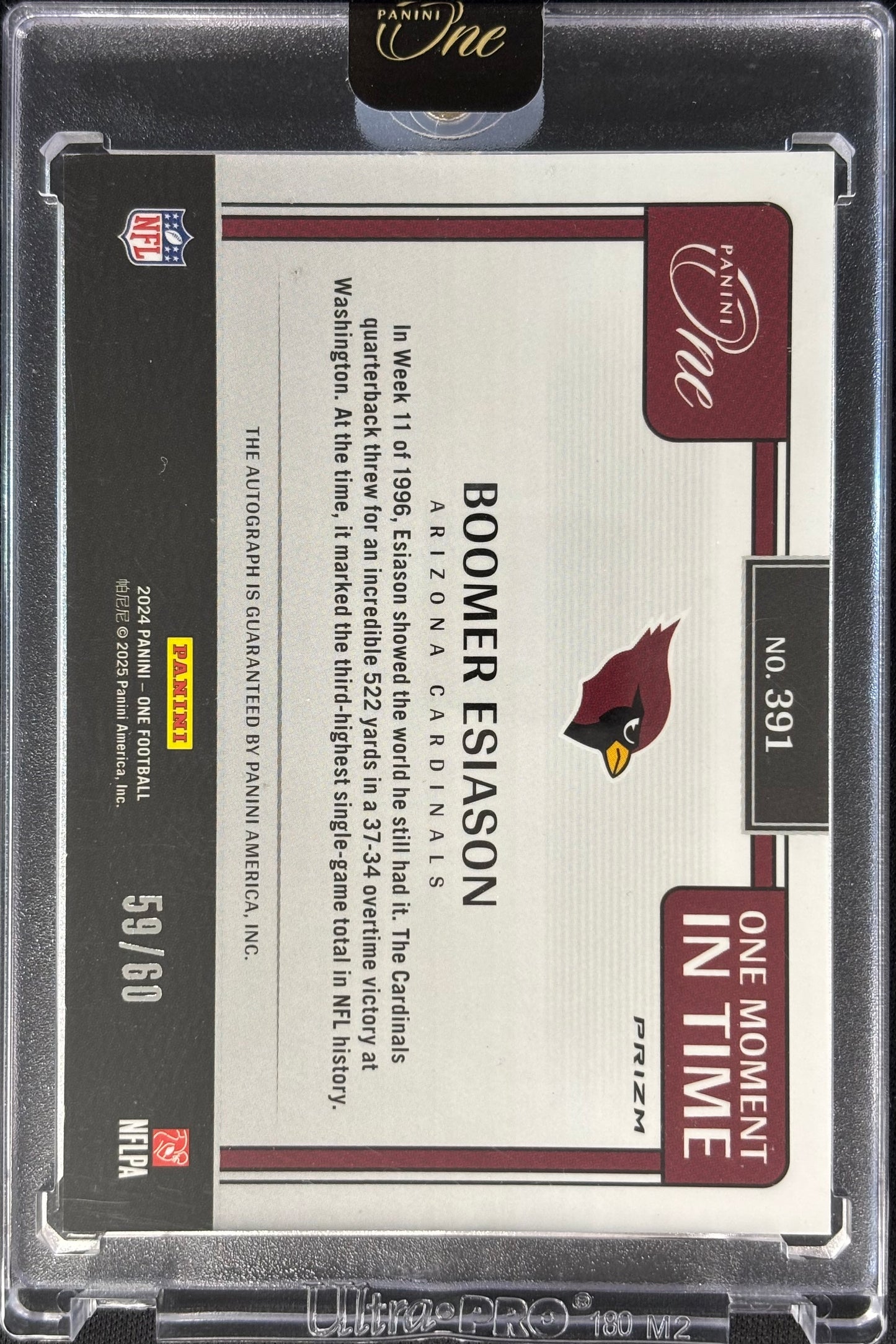 Boomer Esiason Panini One Red Auto /60 Bengals Cardinals (In Mag)