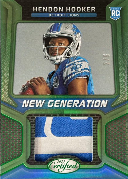 Hendon Hooker Certified New Generation Green Patch /5 Rookie Lions