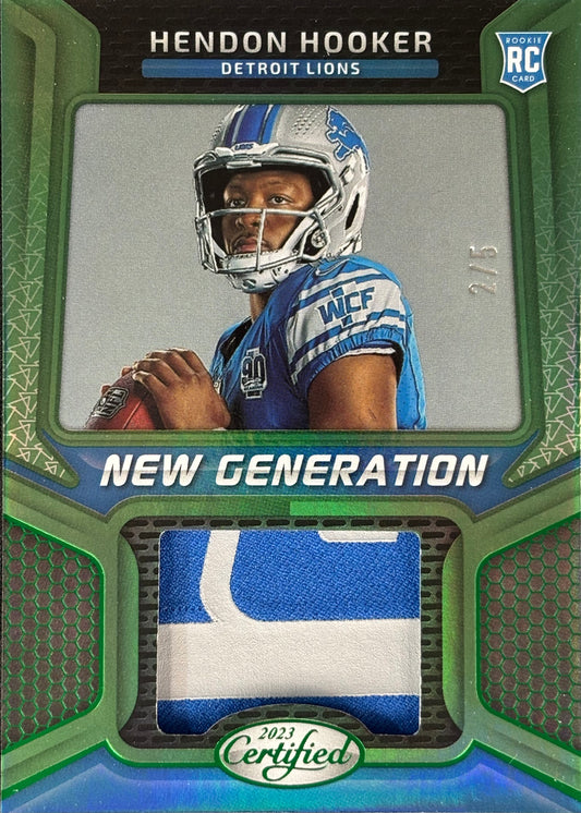 Hendon Hooker Certified New Generation Green Patch /5 Rookie Lions