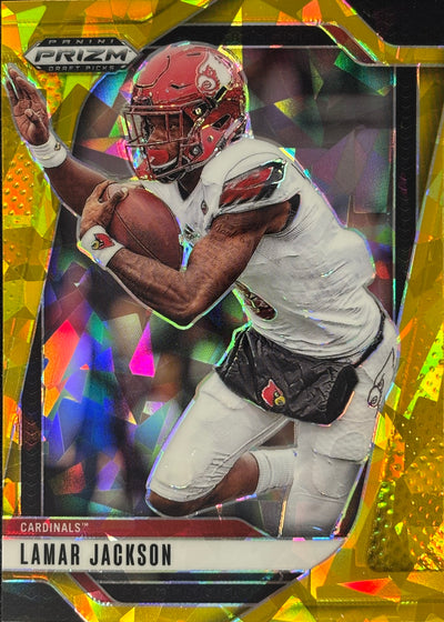 Lamar Jackson Prizm Draft Gold Ice Ravens