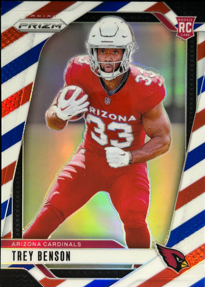 Trey Benson Prizm Red White Blue Rookie Cardinals Sports Card