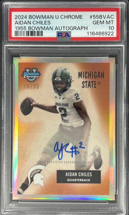Aidan Chiles Bowman U Chrome 1955 Retro Auto /99 PSA 10