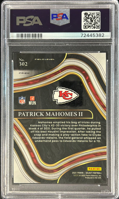 Patrick Mahomes 2021 Select Silver PSA 10 Field Level Chiefs