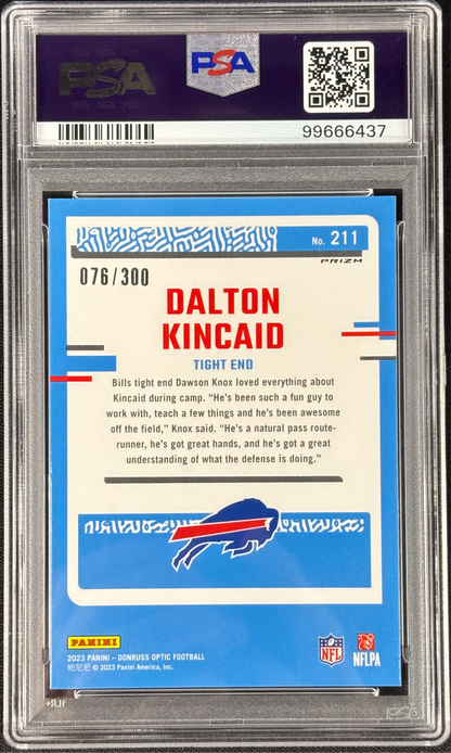 Dalton Kincaid 2023 Optic Wave /300 PSA 10 Gem Mt #211 Buffalo Bills Rookie