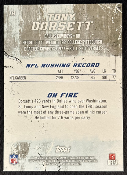Tony Dorsett 2015 Topps Fire Cowboys - Dallas Cowboys