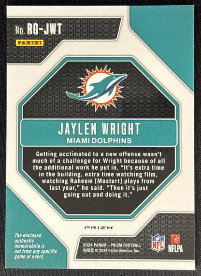 Jaylen Wright 2024 Panini Prizm Rookie Gear Pink Dolphins
