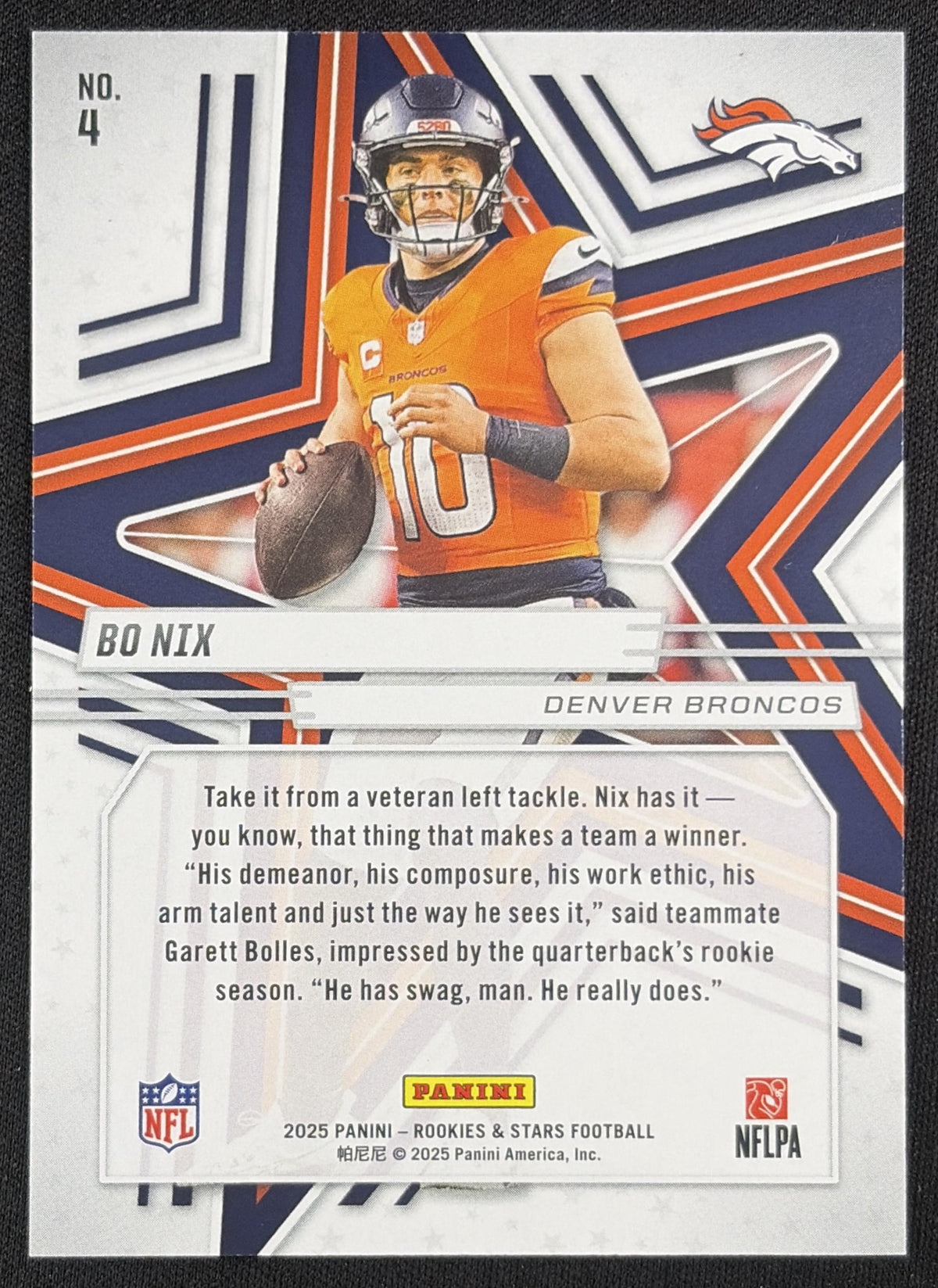 Bo Nix 2025 Panini Rookies & Stars Purple /999 Denver Broncos