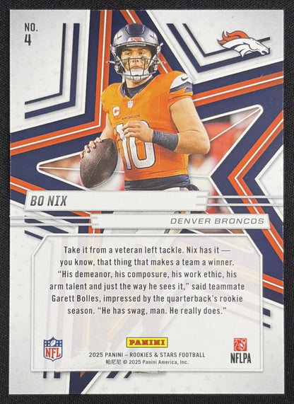 Bo Nix 2025 Panini Rookies & Stars Purple /999 Denver Broncos