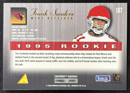 Frank Sanders 1995 Pinnacle Select Certified Cardinals Sports Trading Card