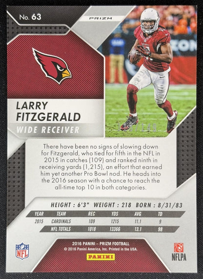 Larry Fitzgerald 2016 Panini Prizm Blue Wave /149 Cardinals