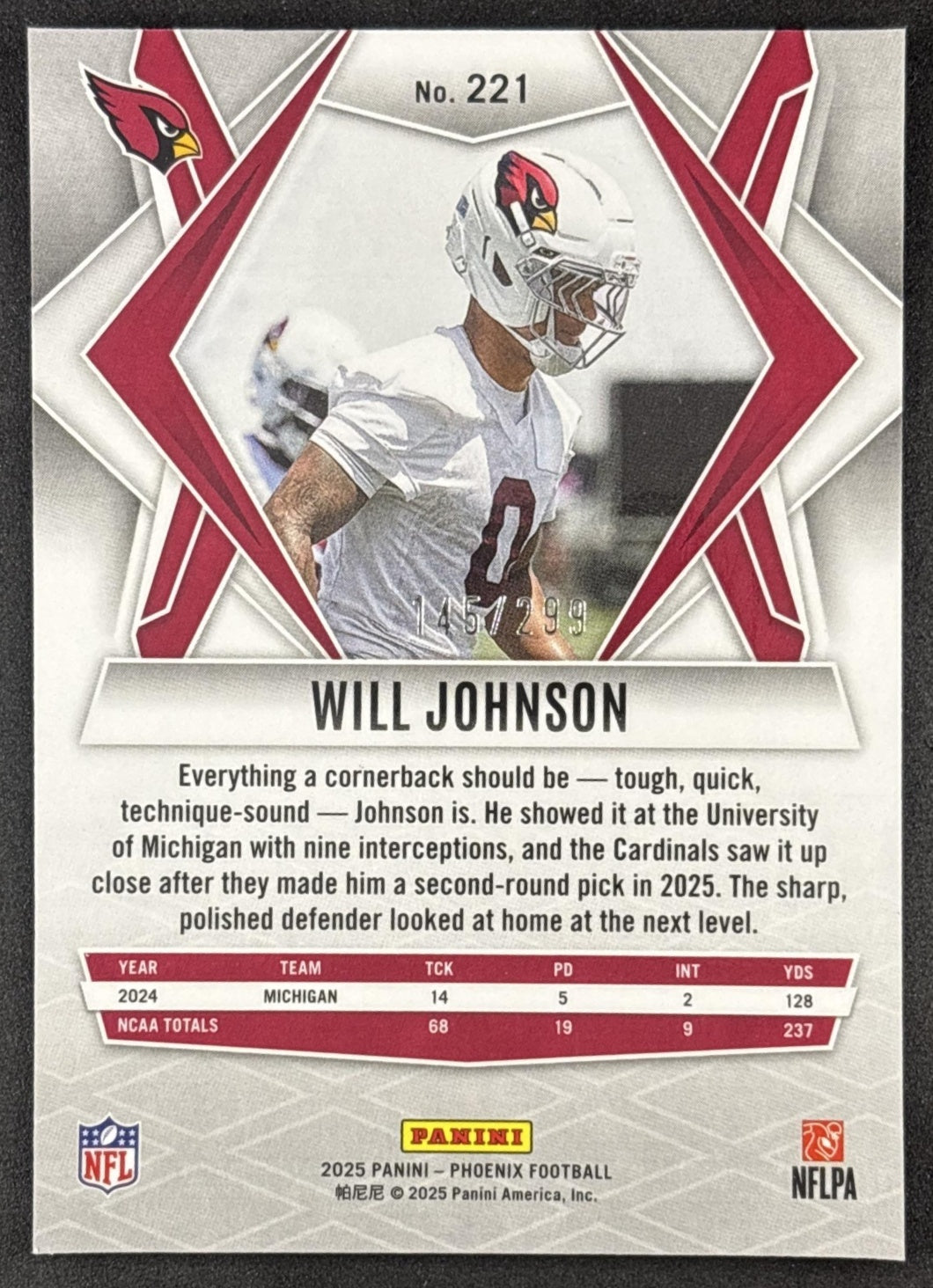 Will Johnson 2025 Panini Phoenix Pink Winter Prizm /299 Cardinals