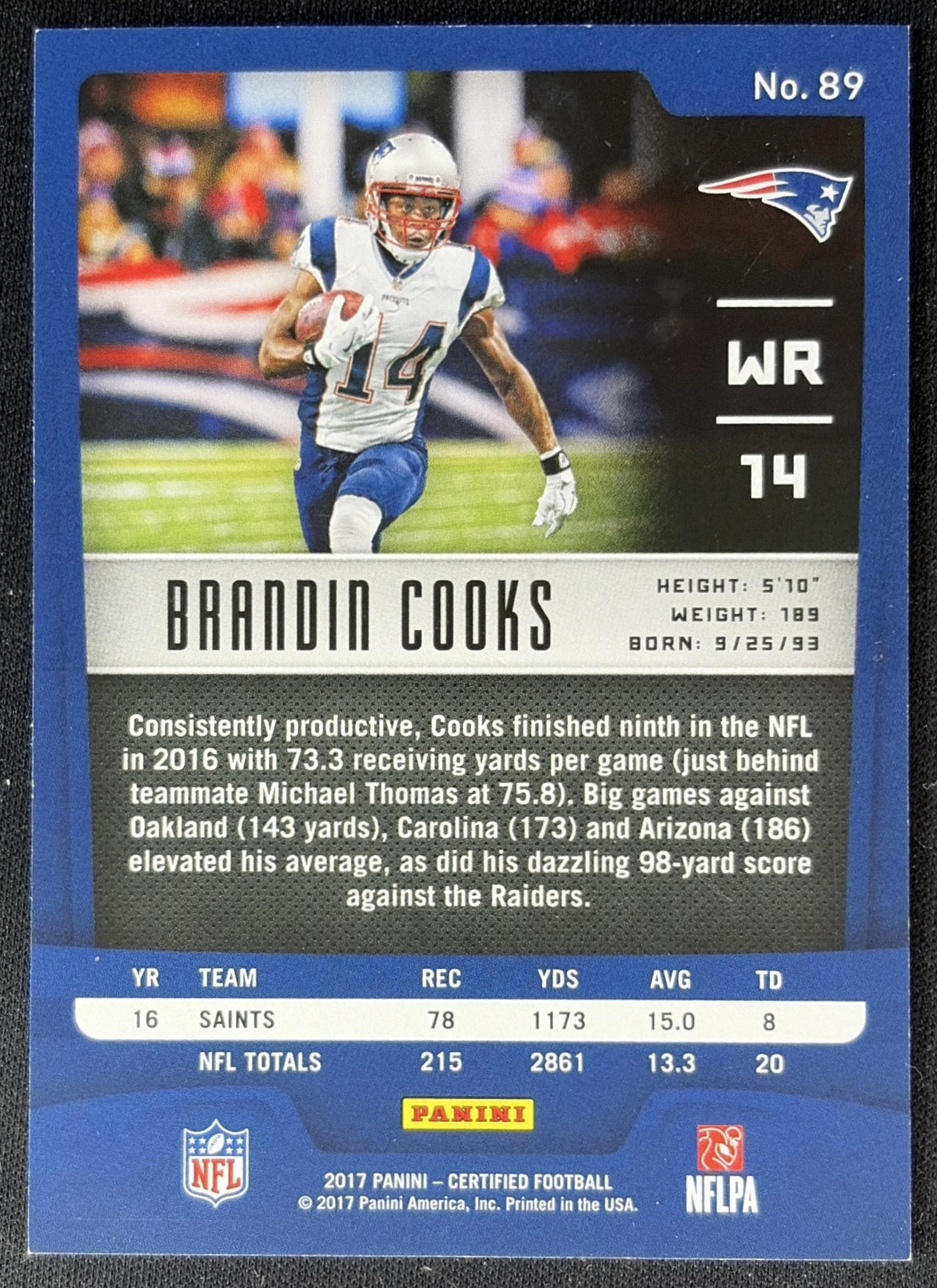Brandin Cooks 2017 Panini Certified Mirror Orange /299 Patriots