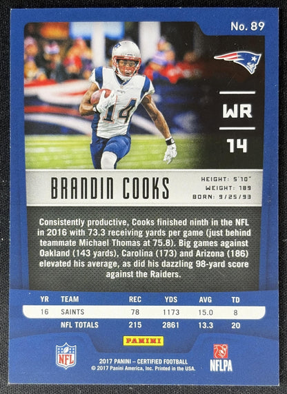 Brandin Cooks 2017 Panini Certified Mirror Orange /299 Patriots