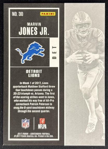 Marvin Jones Jr. 2017 Panini Contenders Playoff Ticket /249 Lions back
