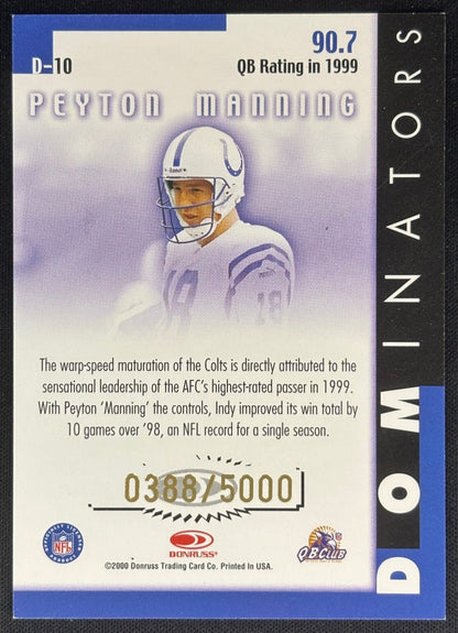 Peyton Manning 2000 Donruss Dominators /5000 Colts Sports Trading Cards