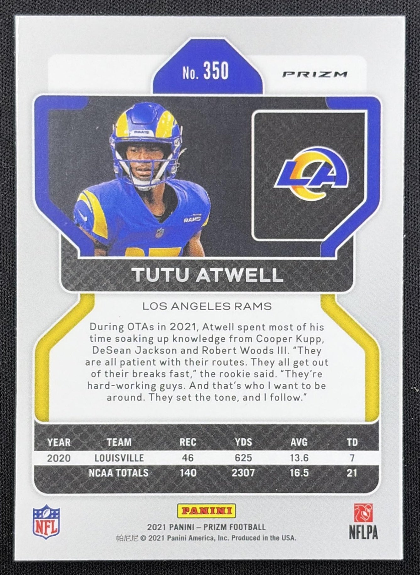 Tutu Atwell 2021 Panini Prizm Red Ice Rams