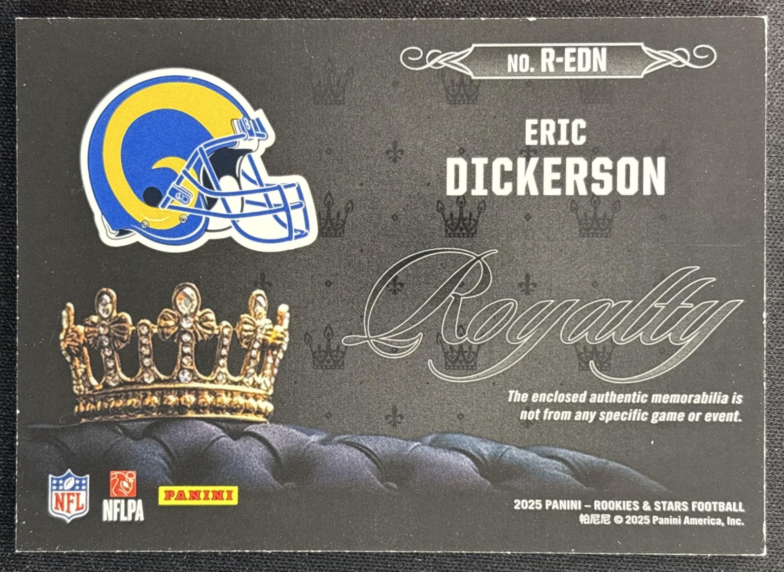 Eric Dickerson 2025 Panini Rookies & Stars Royalty Rams 1 back