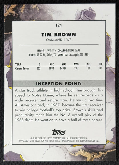 Tim Brown 2024 Topps Inception Magenta /99 Raiders back