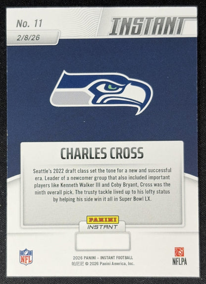 Charles Cross 2026 Panini Instant Super Bowl LIX Champions Seattle Seahawks back