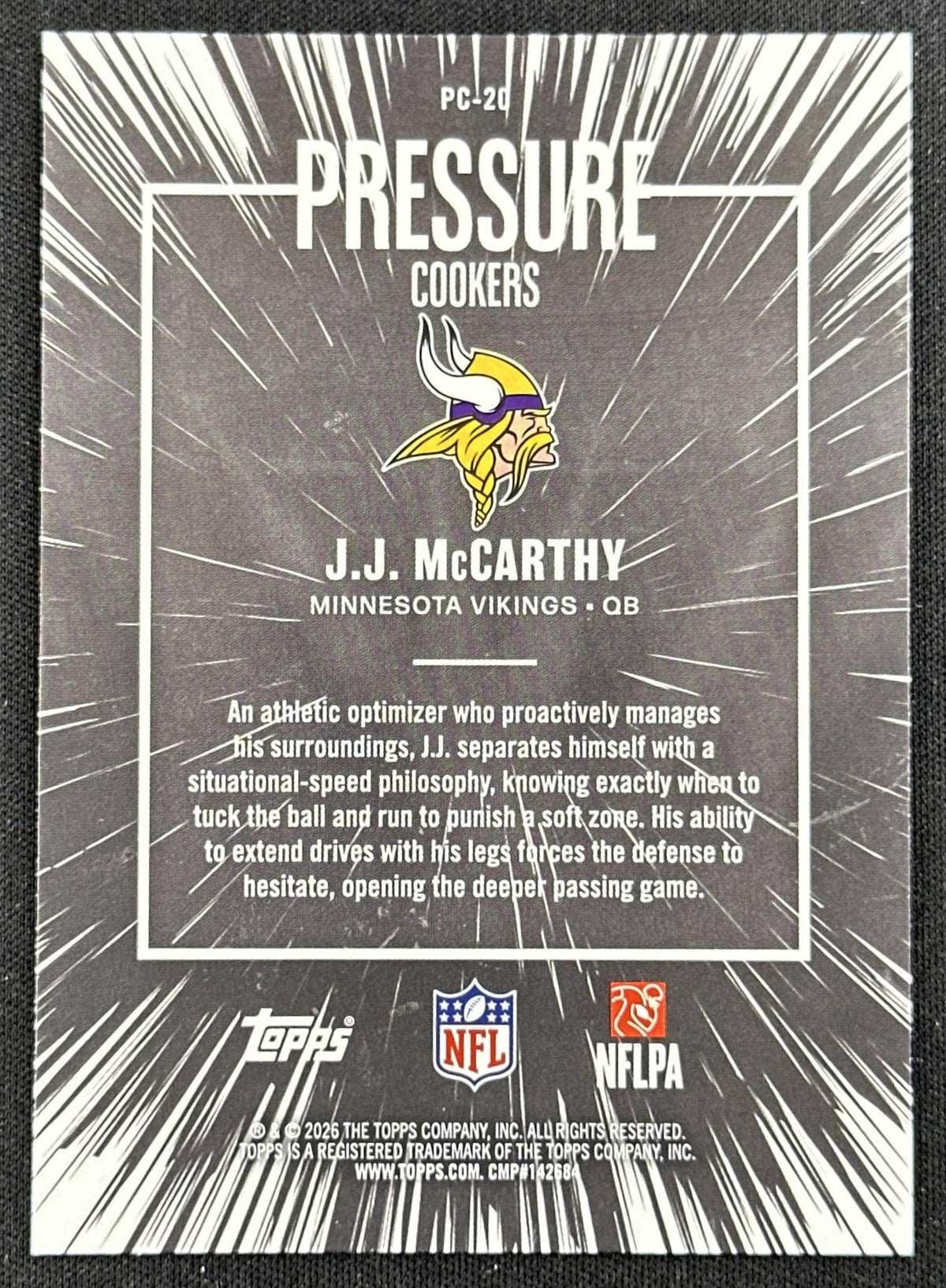 J.J. McCarthy 2026 Topps Flagship Pressure Cookers Vikings